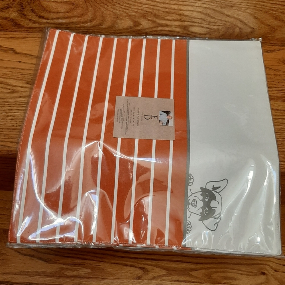Ellen DeGeneres Orange Stripe Dog Placemats Halloween